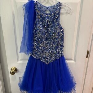 Juniors Blue Beaded Dress
